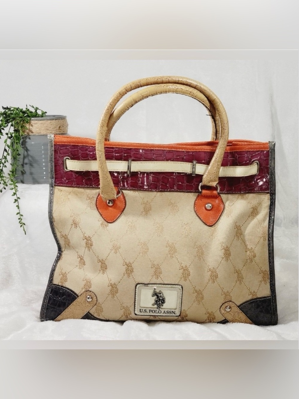 U.S.Polo Assn. Large Shoulder Satchel Handbag Purse Tote Bag